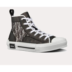 Dior - B23 Black and White Dior Oblique Canvas High Top Sneakers 45 US 12 (sh800